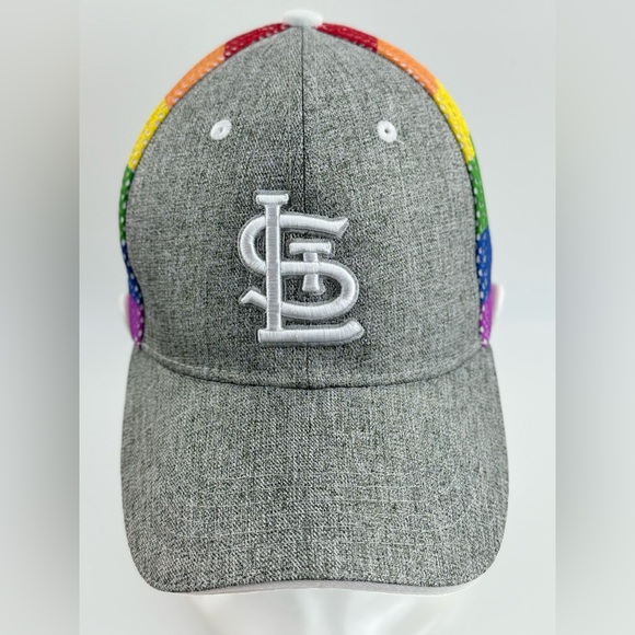 Cardinals Accessories - St. Louis Cardinals Gray Rainbow Mesh Back, Adjustable Vented Pride Unisex Cap